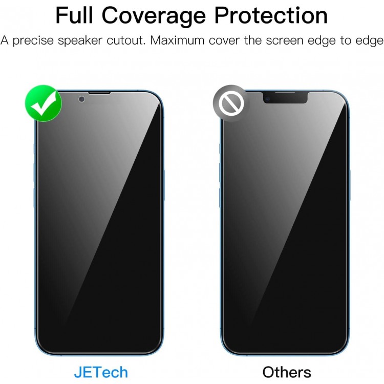 JETech Privacy Full Coverage Screen Protector for iPhone 13/13 Pro 6.1-Inch, Anti-Spy Tempered Glass Film