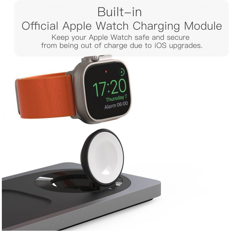 Wireless Charger Pad, 3 in 1 Faster Mag-Safe Wireless Charging Station