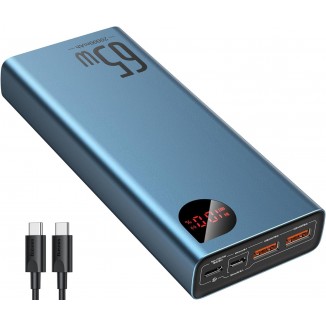 Baseus Power Bank, 65W 20000mAh Laptop Portable Charger, Fast Charging USB C 4-Port PD3.0 Battery Pack