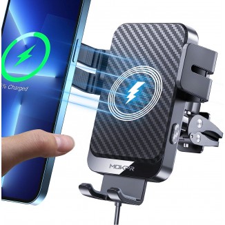 Wireless Car Charger, MOKPR 15W Fast Charging Auto-Clamping Car Charger Phone Mount Air Vent Cell Phone Holder