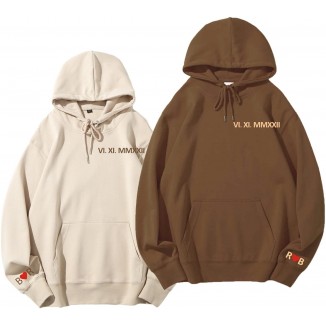 Custom Embroidered Roman Numeral Date Hoodie/Couples Hoodies