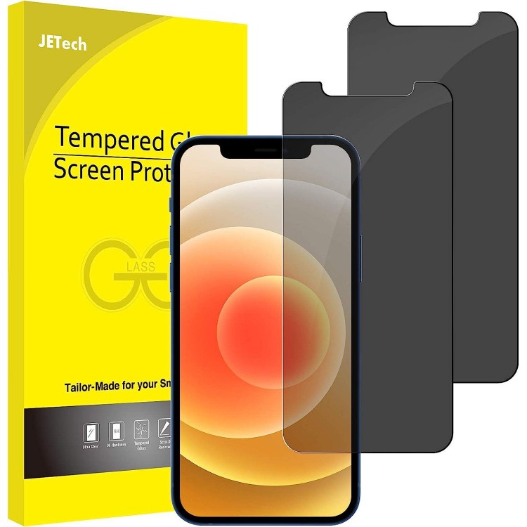 JETech Privacy Screen Protector for iPhone 12/12 Pro 6.1-Inch, Anti Spy Tempered Glass Film, 2-Pack