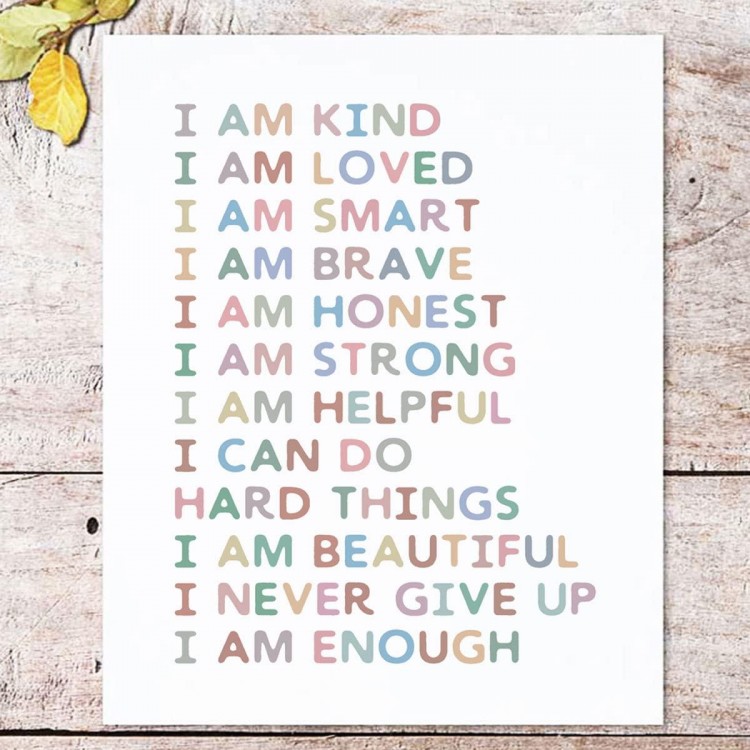 Affirmations Art Print, Gift For Kids, Kid Affirmations Wall Decor