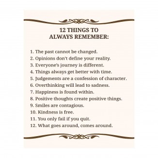 12 Things To Always Remember- Inspirational Wall Art Print