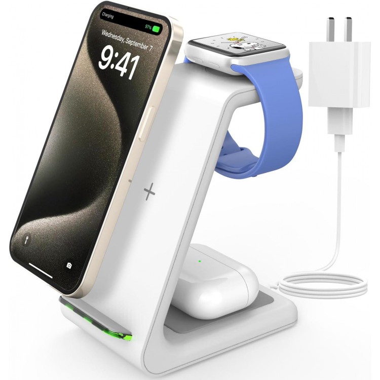 JoyGeek 3 in 1 Wireless Charging Station for Apple, Wireless Charger Stand for iPhone 15/14/13/12/11/SE/X/8 Pro Max Plus Mini