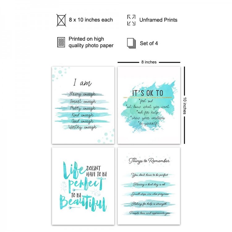 Light Blue Inspiring Positive Affirmations Quotes Wall Decor