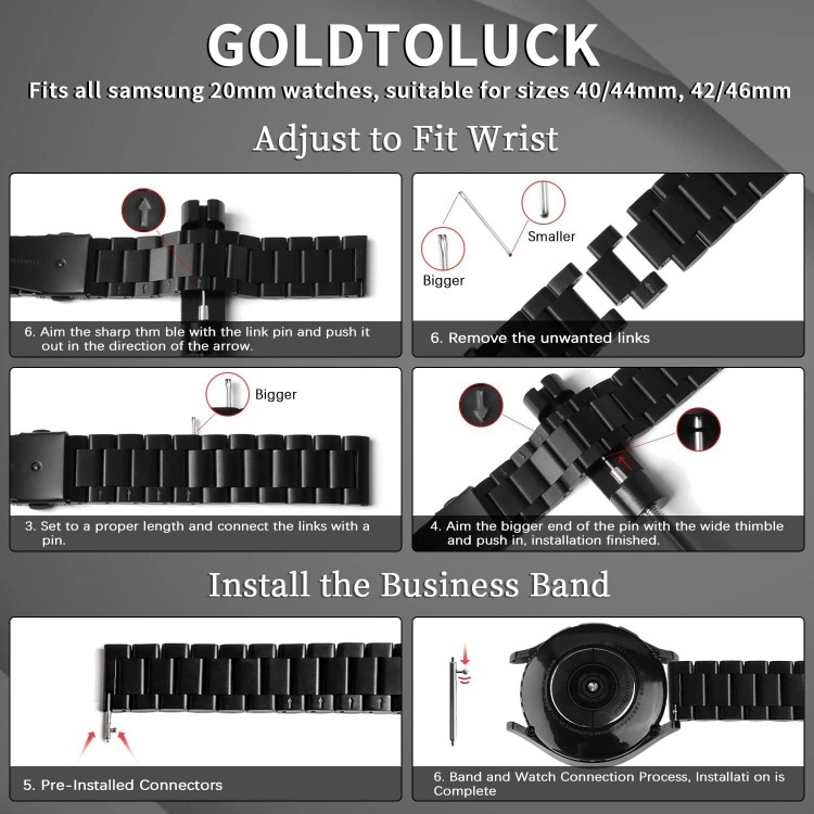 GOLDTOLUCK Compatible with Samsung Galaxy Watch 6/5/4 Band Classic