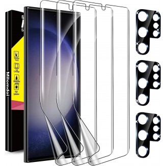 Milomdoi [3+3 Pack] For Samsung Galaxy S23 Ultra Screen Protector [Not Glass] Accessories 3 Pack TPU Film