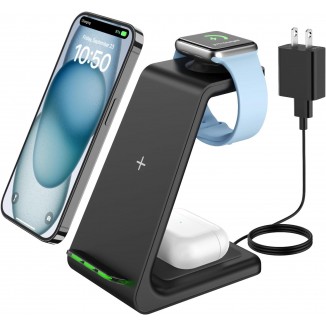 Wireless Charging Stand, GEEKERA 3 in 1 Wireless Charger Dock Station for iPhone 15 14 13 12 11 Pro Max Plus XR XS 8 Plus