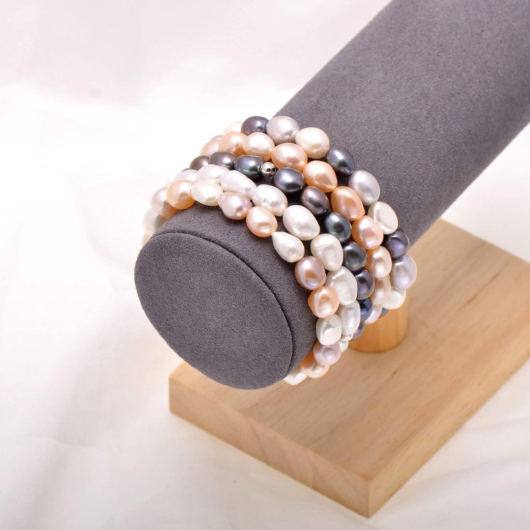 8-9 MM Cultured Freshwater Baroque Pearl Stretch Bracelet 7 Inch