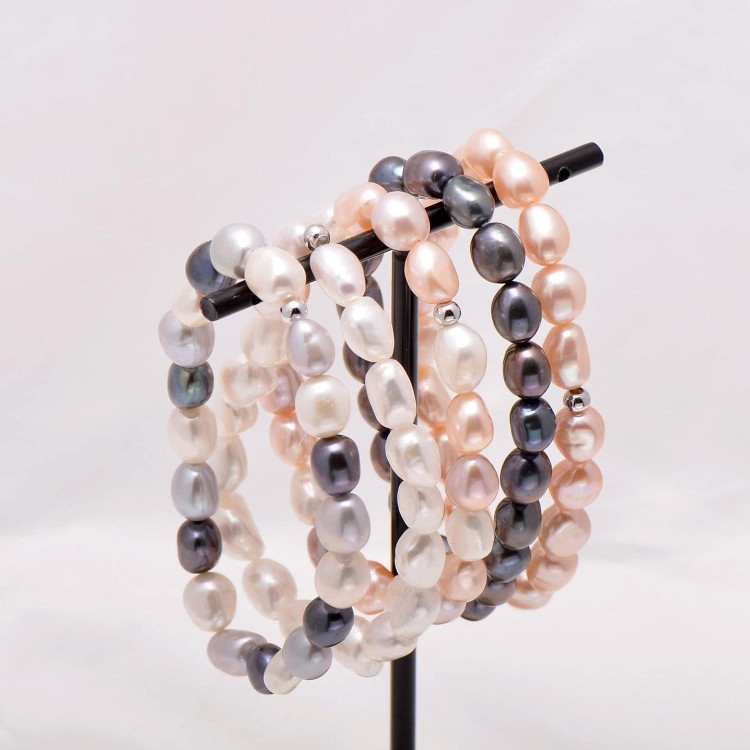 8-9 MM Cultured Freshwater Baroque Pearl Stretch Bracelet 7 Inch