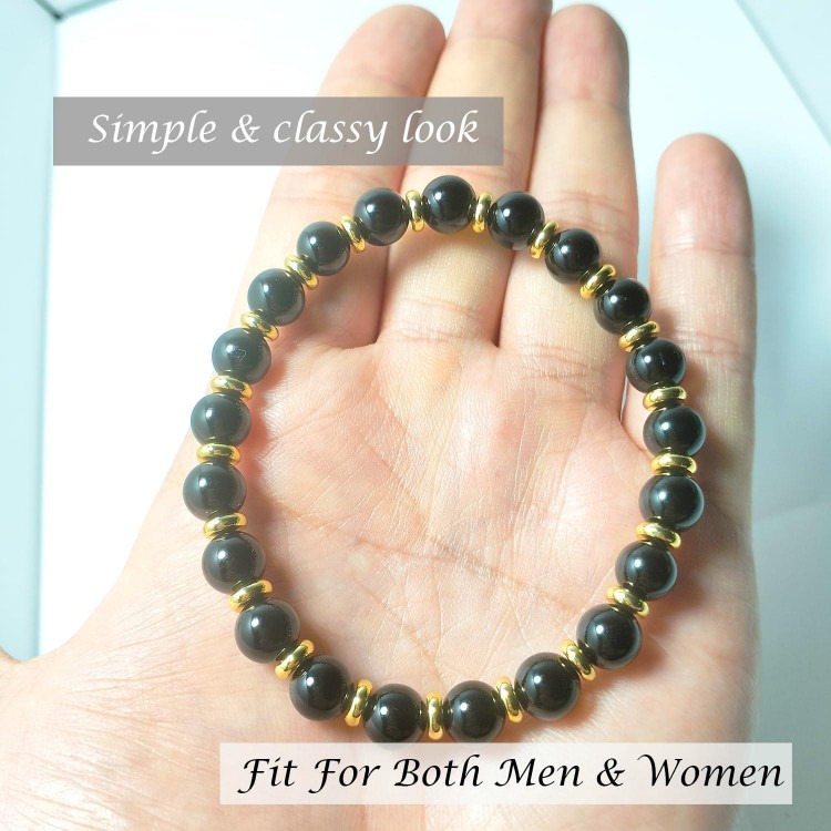 Cryhand Black Obsidian Protection Beaded Bracelet Best Gifts Box