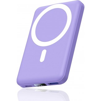 AOGUERBE Magnetic Wireless Portable Charger, 10000mAh Wireless Power Bank PD 22.5W Fast Charging 