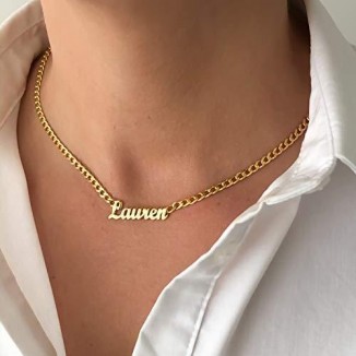 Name Necklace Personalized with Curb Chain, Dainty Custom Necklace