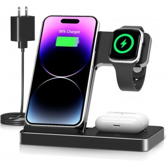 Wireless Charger iPhone Charging Station: 3 in 1 Charger Stand