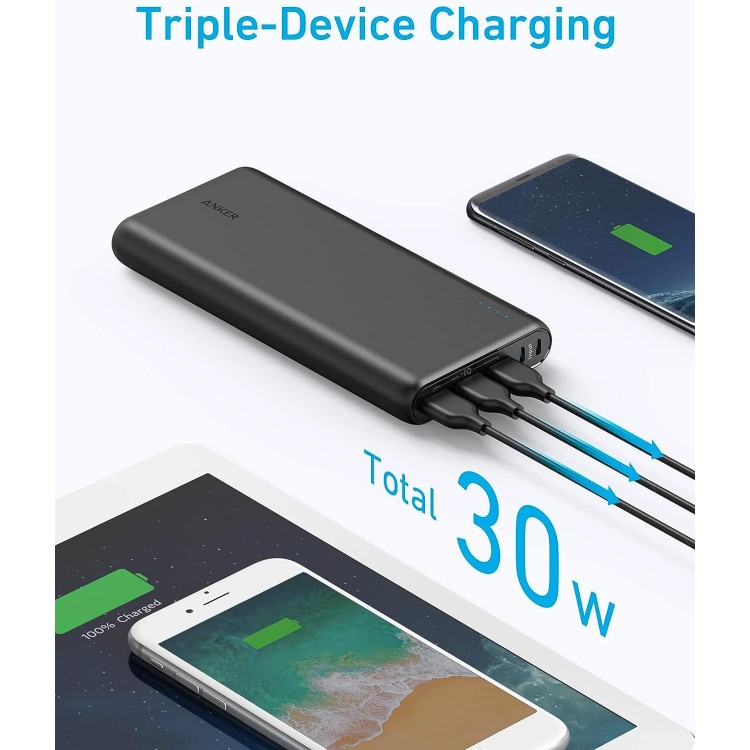 Anker Power Bank, 26,800 mAh External Battery with Dual Input Port and Double-Speed Recharging, 3 USB Ports