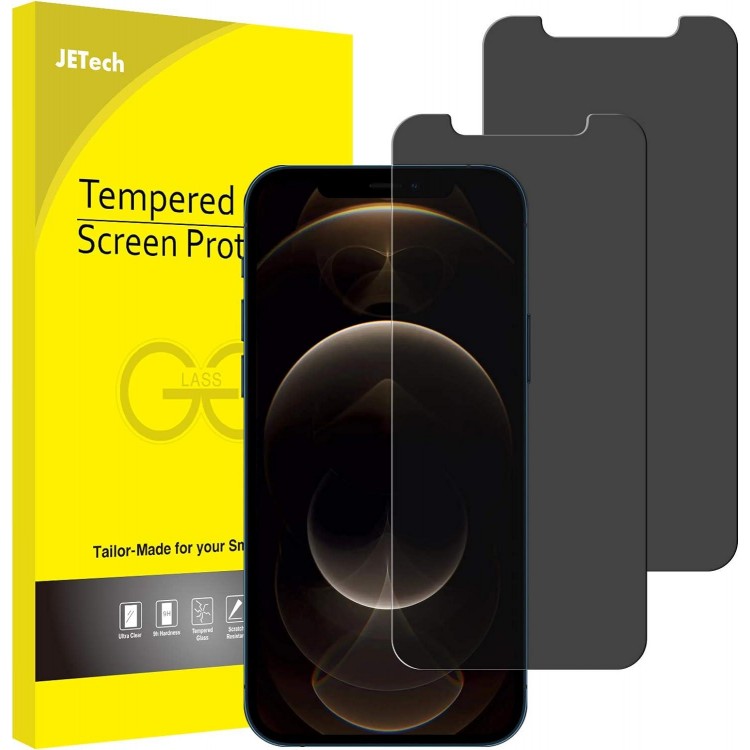 JETech Privacy Screen Protector for iPhone 12 Pro Max 6.7-Inch, Anti Spy Tempered Glass Film, 2-Pack