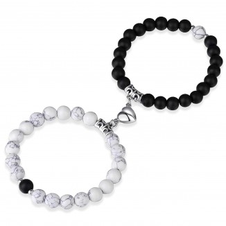 Crystal Vibe Couples Bracelets - Black and White Beads Bracelet