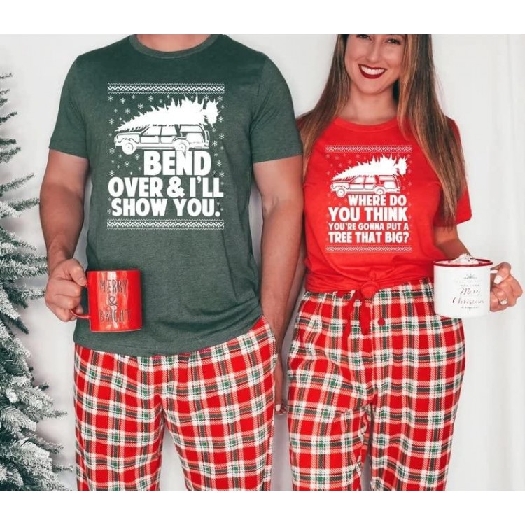 Bend Over and I'll Show You Christmas Couple Matching T-Shirt