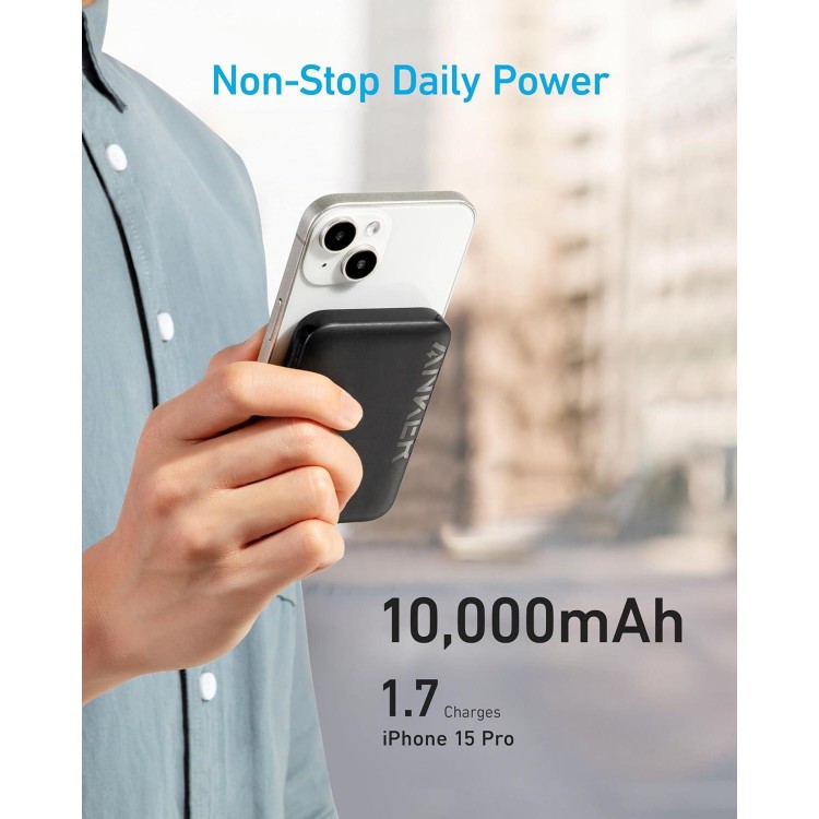 Anker Magnetic Power Bank 10,000mAh, Wireless Portable Charger, 20W Fast Charging Battery Pack