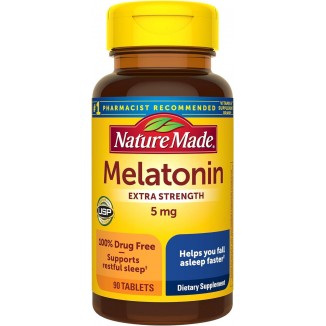 Melatonin 5mg Extra Strength Tablets,100% Drug Free Sleep Aid for Adults