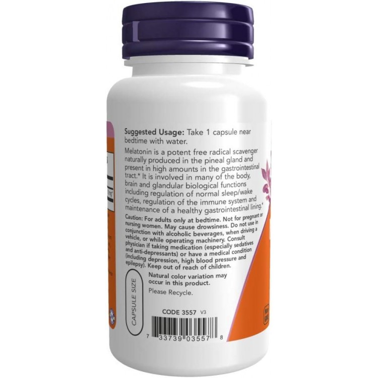 NOW Supplements,Melatonin,Extra Strength 10 mg, Free Radical Scavenger