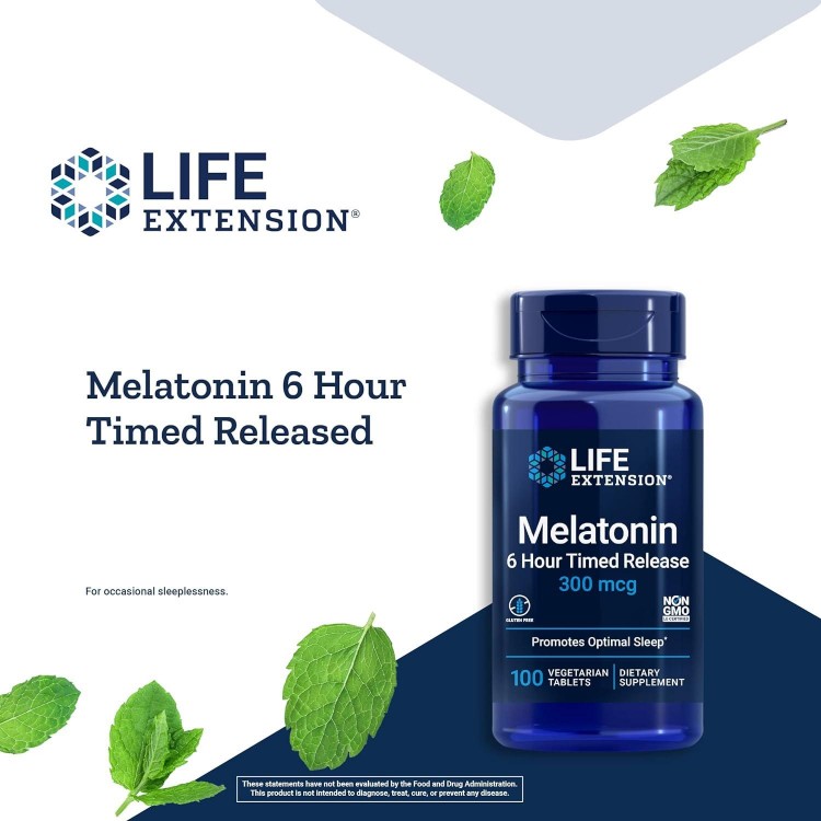 Life Extension Melatonin 6 Hour Time Release - For Sleep Quality