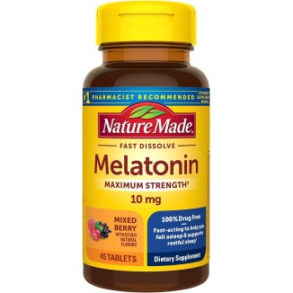 Nature Made Fast Dissolve Melatonin 10mg, 45 Tablets, 45 Day Supply