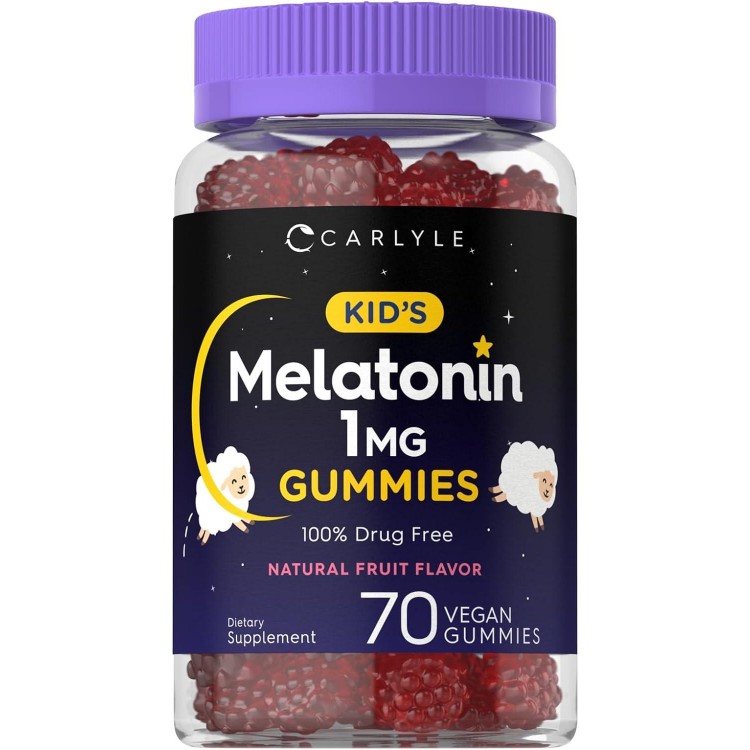 Carlyle Kids Melatonin Gummies | 1 mg 70 Count | Fruit Flavor Gummy