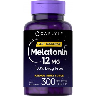 Carlyle Melatonin 12 mg Fast Dissolve 300 Tablets | Drug Free | Natura