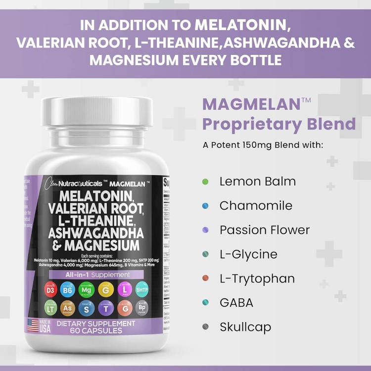 Melatonin 10mg- Sleep Support for Women and Men with Magnesium Complex
