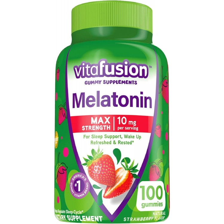 Vitafusion Max Strength Melatonin Gummy Supplements,Strawberry Flavored
