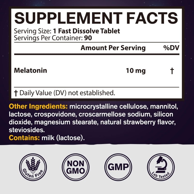 Melatonin Fast Dissolve Tablets, Ultra Sleep Support, Balanced Mood