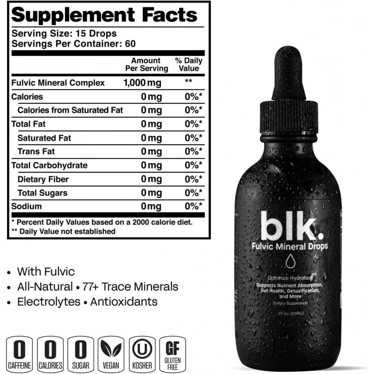 blk. PH 8+ Natural Mineral Alkaline Water Drops Electrolyte Infused