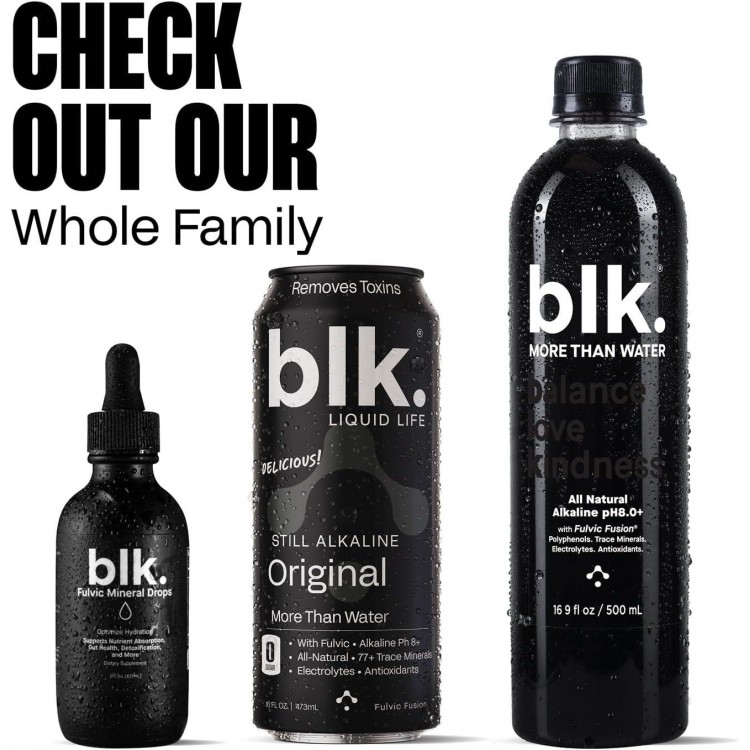 blk. PH 8+ Natural Mineral Alkaline Water Drops Electrolyte Infused