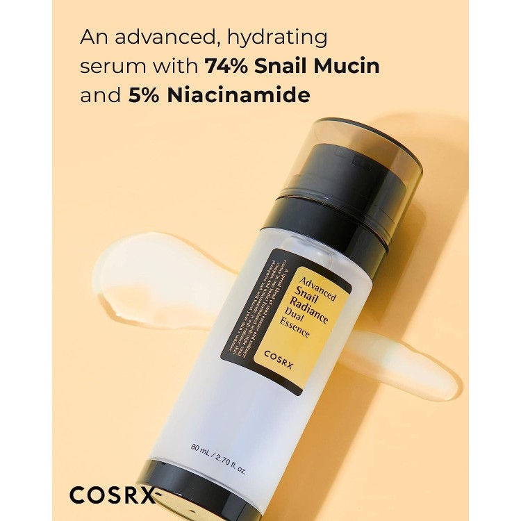 Niacinamide 5% + Snail Mucin 74% Dual Essence, Anti aging Face Serum