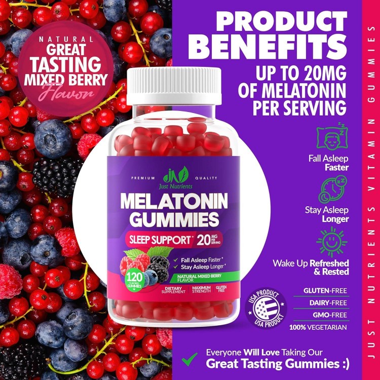 Melatonin 20mg Gummies for Adults - Maximum Strength Sleep Gummies