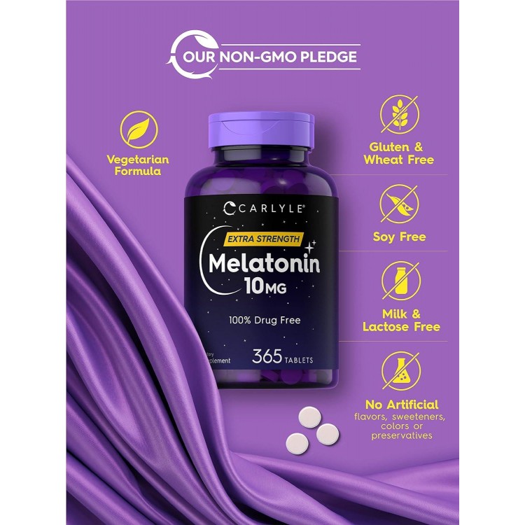 Melatonin 10mg | Vegetarian, Non-GMO, Gluten Free Supplement