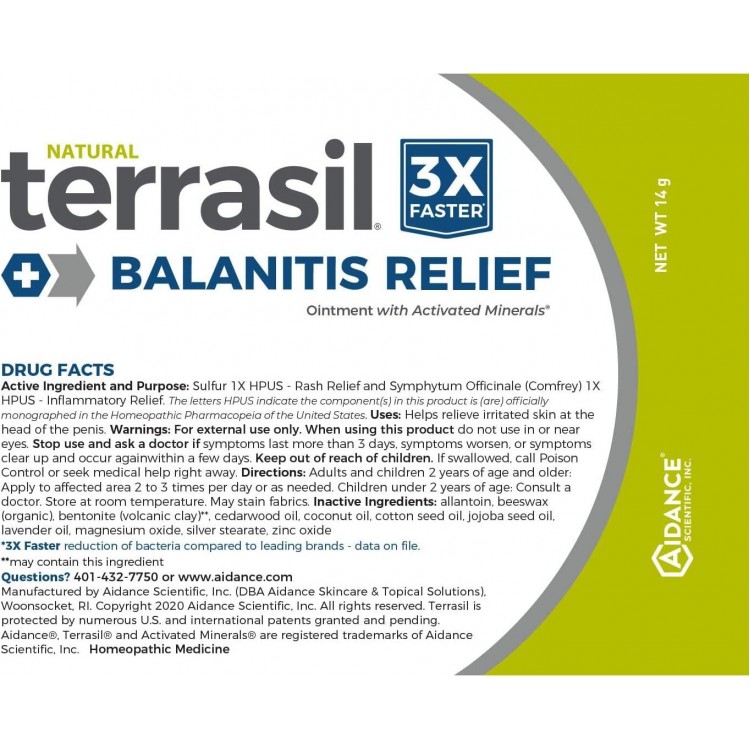 Aidance Terrasil Balanitis Relief - Natural, Gentle, Soothing Skin
