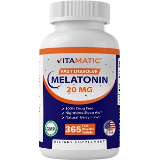 Vitamatic Melatonin 20mg Tablets | Vegetarian, Non-GMO, Gluten Free