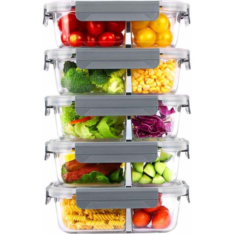Vtopmart 5Pack 33oz Glass Food Storage Containers with Lids