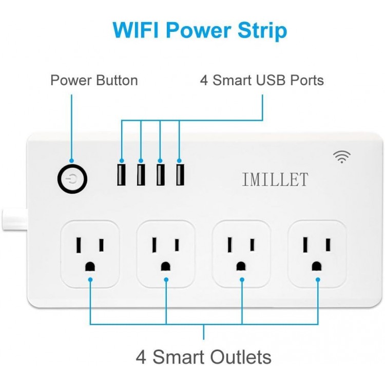 Alexa Smart Plug, IMILLET Smart Power Strip WiFi Surge Protector Compatible with Alexa IFTTT Google Assistant