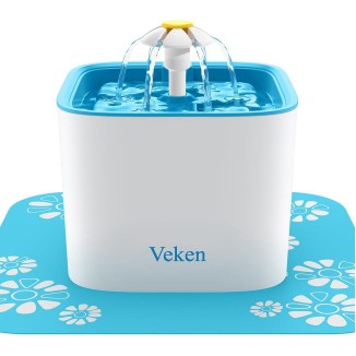 Veken Pet Fountain, 84oz/2.5L Automatic Cat Water Fountain Dog Water Dispenser with 3 Replacement Filters & 1 Silicone Mat