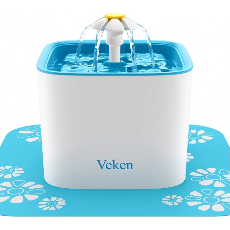 Veken Pet Fountain, 84oz/2.5L Automatic Cat Water Fountain Dog Water Dispenser with 3 Replacement Filters & 1 Silicone Mat