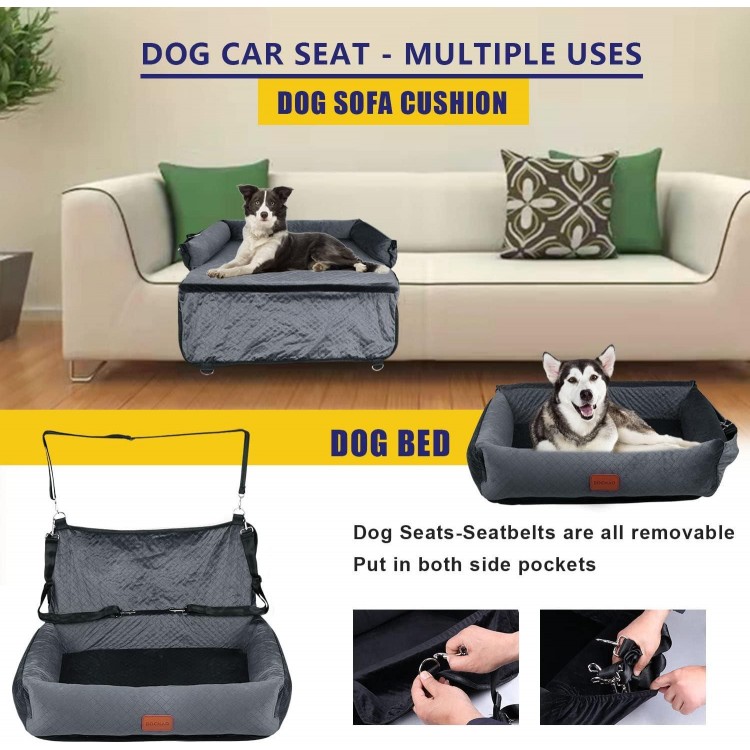 Dog Car Seat for Large Dogs,Car Seat 2 Small Dogs,Dog Car Back Seats Travel Bed Dog Seat,Comfortable and Safe