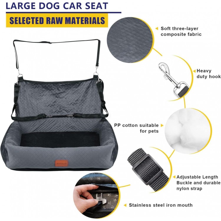 Dog Car Seat for Large Dogs,Car Seat 2 Small Dogs,Dog Car Back Seats Travel Bed Dog Seat,Comfortable and Safe