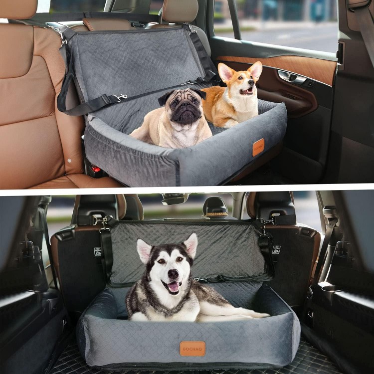 Dog Car Seat for Large Dogs,Car Seat 2 Small Dogs,Dog Car Back Seats Travel Bed Dog Seat,Comfortable and Safe