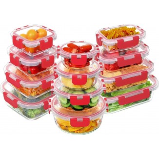 VERONES 24 Pieces Glass Food Storage Containers Set