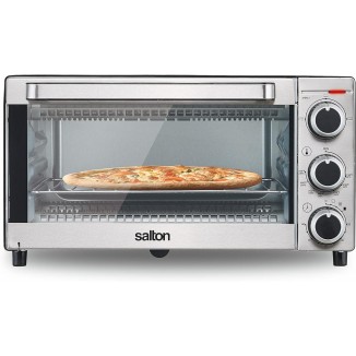 Salton Classic 6 Slice Multi-Function Toaster Oven for 10 Pizzas, Stainless Steel Finish with Timer and Temperature Control
