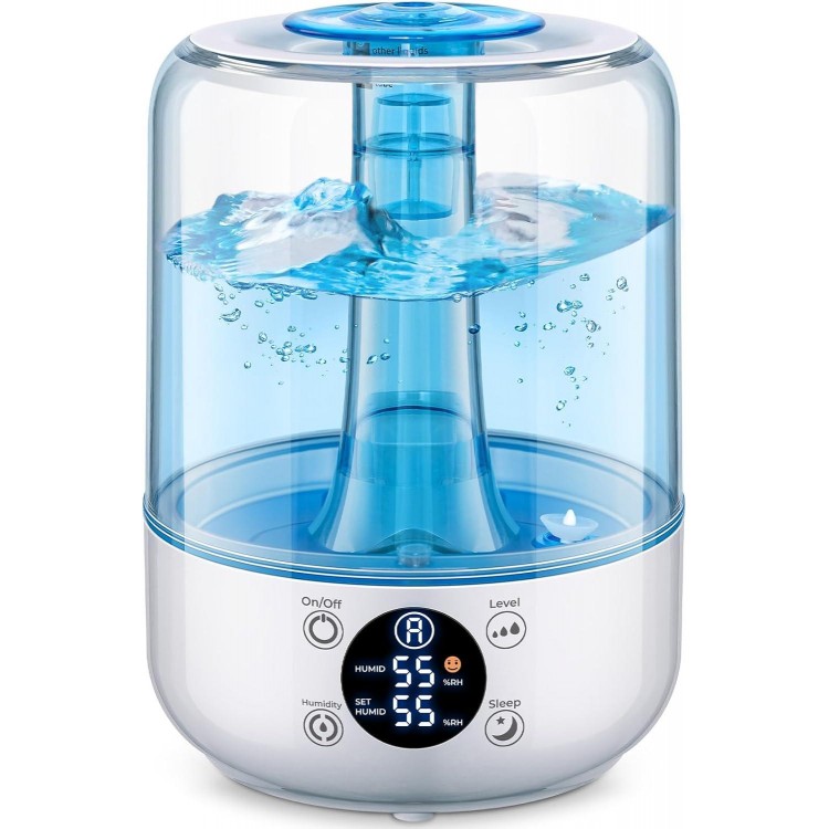 HiLIFE Humidifiers for Bedroom, 3L Ultrasonic Cool Mist Humidifiers